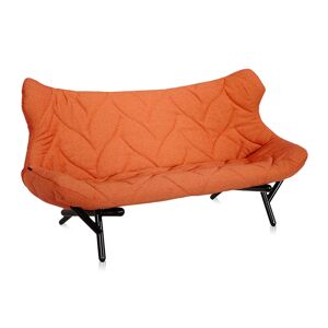 KARTELL canape FOLIAGE (Revetement orange - pieds noirs - siege en tissu Trevira - Pieds en fer verni)