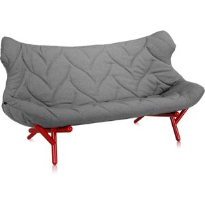 KARTELL canape FOLIAGE (Revetement gris - pieds rouges - siege en tissu Trevira - Pieds en fer verni)