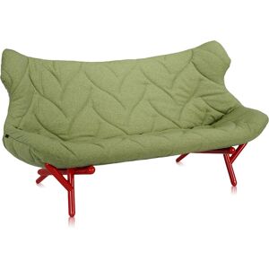 KARTELL canape FOLIAGE (Revetement vert - pieds rouges - siege en tissu Trevira - Pieds en fer verni)