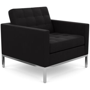 KNOLL fauteuil FLORENCE en tissu (Ultrasuede Black Onyx - Revetement Cat. A et structure en acier chrome)