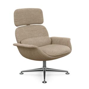 KNOLL fauteuil pivotant KN02 en tissu avec dossier haut inclinable (Rivington Orchard - Revetement Cat. S et structure en aluminium poli)