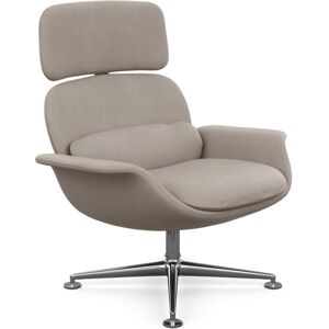 KNOLL fauteuil pivotant KN02 en tissu avec dossier haut inclinable (Ultrasuede Silver - Revetement Cat. A et structure en aluminium poli)