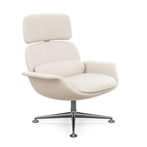 KNOLL fauteuil pivotant KN02 en tissu avec dossier haut inclinable (Ultrasuede Tapioca - Revetement Cat. A et structure en aluminium poli)