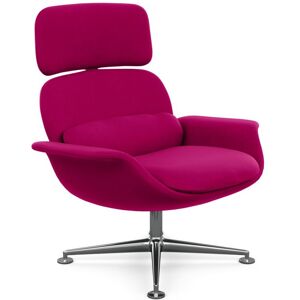 KNOLL fauteuil pivotant KN02 en tissu avec dossier haut inclinable (Ultrasuede Petal - Revetement Cat. A et structure en aluminium poli)