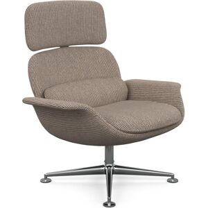 KNOLL fauteuil pivotant KN02 en tissu avec dossier haut inclinable (Cato Sand - Revetement Cat. B et structure en aluminium poli)