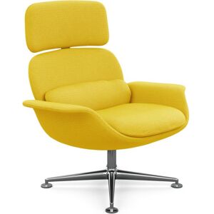 KNOLL fauteuil pivotant KN02 en tissu avec dossier haut inclinable (Cato Yellow - Revetement Cat. B et structure en aluminium poli)