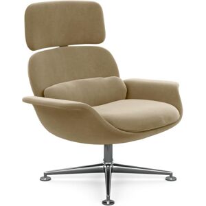 KNOLL fauteuil pivotant KN02 en tissu avec dossier haut inclinable (Knoll Velvet Sandstone - Revetement Cat. B et structure en aluminium poli)