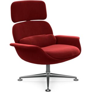 KNOLL fauteuil pivotant KN02 en tissu avec dossier haut inclinable (Knoll Velvet Bayberry - Revetement Cat. B et structure en aluminium poli)