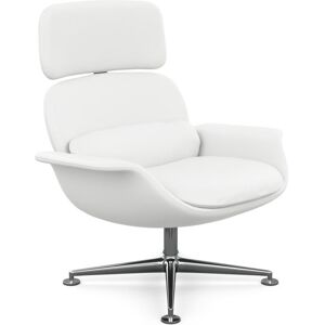 KNOLL fauteuil pivotant KN02 en cuir avec dossier haut inclinable (Volo White - Revetement Cat. W et structure en aluminium poli)