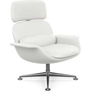 KNOLL fauteuil pivotant KN02 en cuir avec dossier haut inclinable (Acqua Bering Sea - Revetement Cat. Y et structure en aluminium poli)