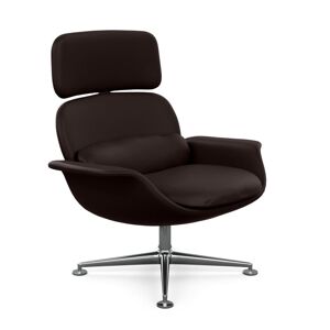 KNOLL fauteuil pivotant KN02 en cuir avec dossier haut inclinable (Sabrina Mahogany - Revetement Cat. Z et structure en aluminium poli)