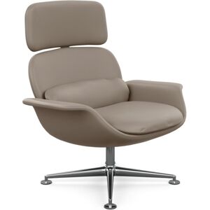 KNOLL fauteuil pivotant KN02 en cuir avec dossier haut inclinable (Sabrina Lahaina - Revetement Cat. Z et structure en aluminium poli)