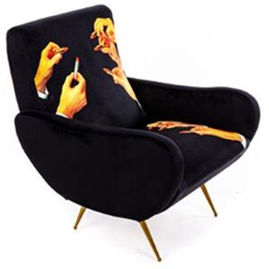 SELETTI fauteuil rembourre TOILETPAPER ARMCHAIR (Black lipsticks - Tissu en polyester, Structure en bois, polyurethane et metal)