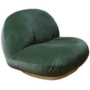 GUBI fauteuil PACHA LOUNGE CHAIR (Cat. B Velvet Green Bottle 234 - tissu et bois finition Pearl Gold)