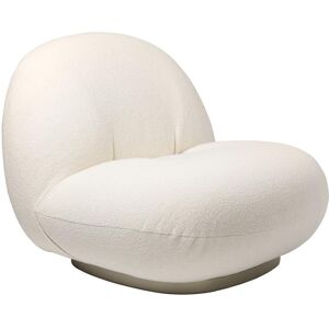 GUBI fauteuil avec la base pivotante PACHA LOUNGE CHAIR (Cat. B Harp Ivory 24 - tissu et bois finition Pearl Gold)