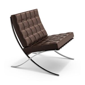 KNOLL fauteuil BARCELONA RELAX (Structure chromee / Revetement Coffee Bean - Acier / cuir Volo)