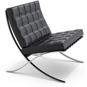 KNOLL fauteuil BARCELONA RELAX (Structure chromee / Revetement Black - Acier / Cuir Sabrina)