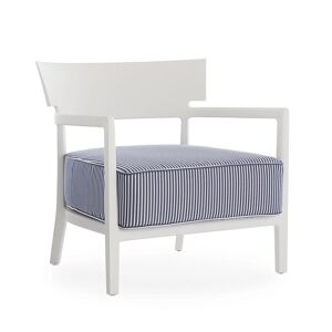 KARTELL fauteuil pour l'exterieur CARA OUTDOOR MAT (Blanc / Bleu - Polycarbonate peint doux au toucher et tissu en fibre teintee)