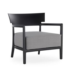 KARTELL fauteuil pour l'exterieur CARA OUTDOOR MAT (noir / gris - Polycarbonate peint doux au toucher et tissu en fibre teintee)