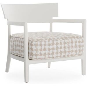 KARTELL fauteuil CARA MAT (Blanc / Blanc et beige - Polycarbonate peint doux au toucher et tissu Fancy)