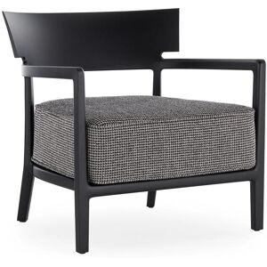 KARTELL fauteuil CARA MAT (Noir / Noir et beige - Polycarbonate peint doux au toucher et tissu Fancy)