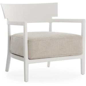 KARTELL fauteuil CARA MAT (Blanc / Beige - Polycarbonate peint doux au toucher et tissu Solid)