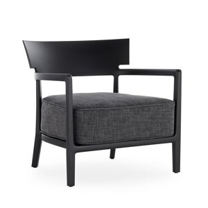 KARTELL fauteuil CARA MAT (Noir / Anthracite - Polycarbonate peint doux au toucher et tissu Solid)