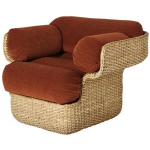 GUBI fauteuil BASKET (Belsuede Special FR Dedar 133 - Rattan et tissu Cat. C)