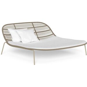 TALENTI lit de repos d'exterieur PANAMA Collection Premium (Dove / Plain white - Cordes nautiques, aluminium peint et tissu)