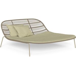 TALENTI lit de repos d'exterieur PANAMA Collection Premium (Dove / Plain beige - Cordes nautiques, aluminium peint et tissu)