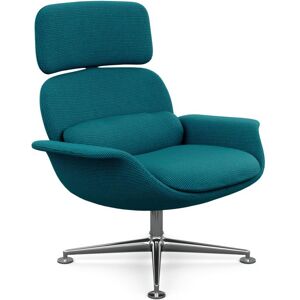 KNOLL fauteuil pivotant KN02 en tissu avec dossier haut inclinable (Cato Blue - Revêtement Cat. B et structure en aluminium poli)