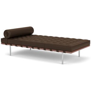 KNOLL sommier BARCELONA DAY BED (Structure chromée / Revêtement Mahogany - Acier / Cuir Sabrina)