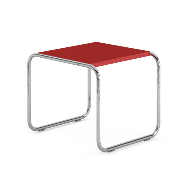 KNOLL table basse carrée LACCIO (Rouge - Laminé plastique et acier chromé)
