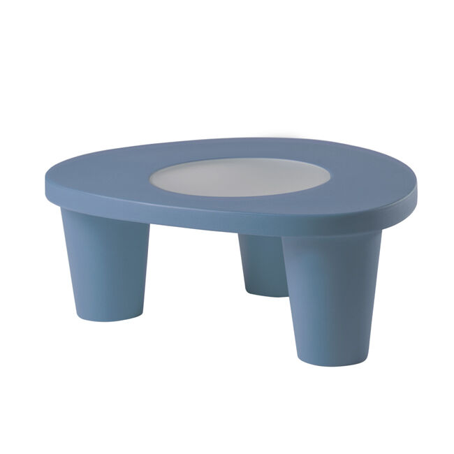 SLIDE table basse LOW LITA TABLE (Bleu poudre - Polyéthylène / verre)