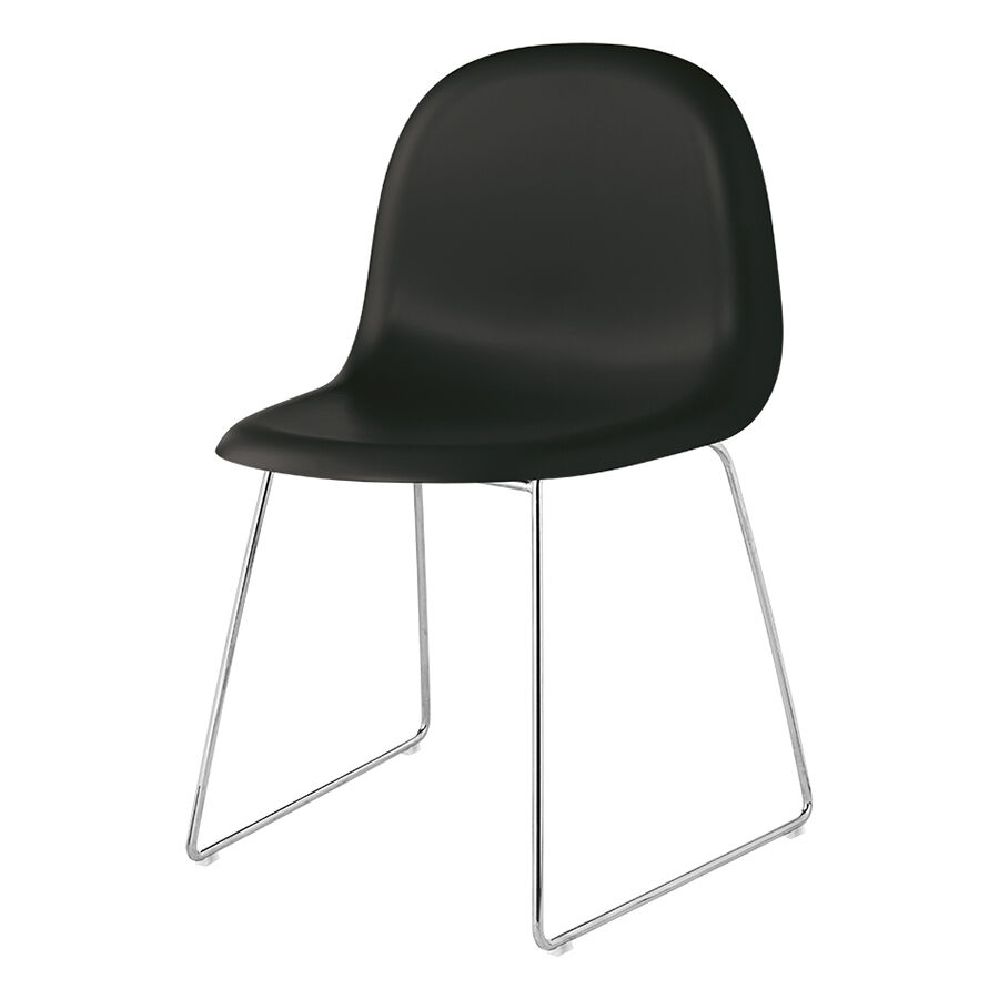 GUBI chaise 3D DINING CHAIR base luge chromée (Black - HiREK� et acier)