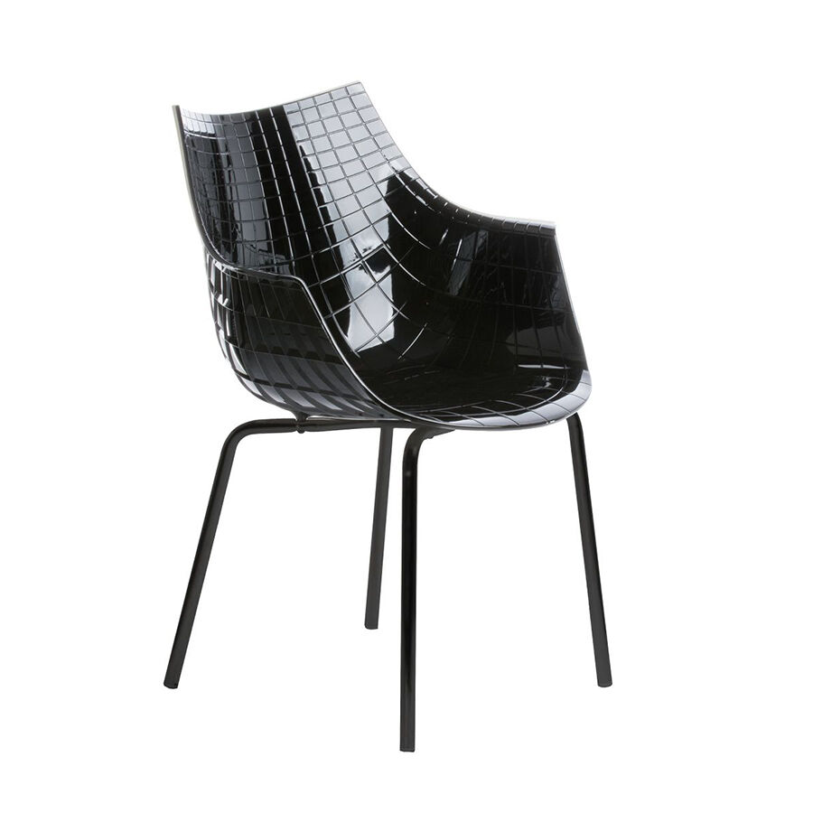 DRIADE fauteuil avec la base noir MERIDIANA (Noir - Polycarbonate/Acier laqué noir)