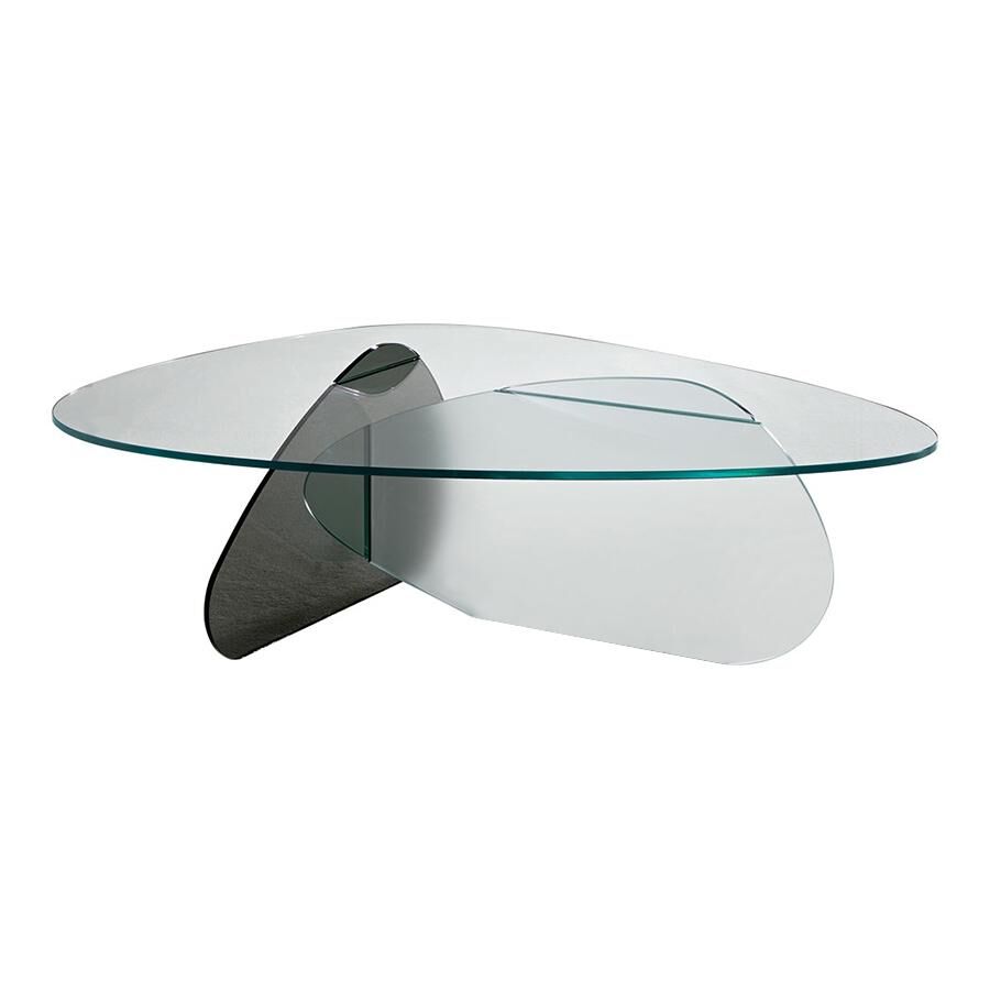 TONELLI table basse KAT (88 x 63 x h 36 cm - Verre transparent, gravé et fumé)