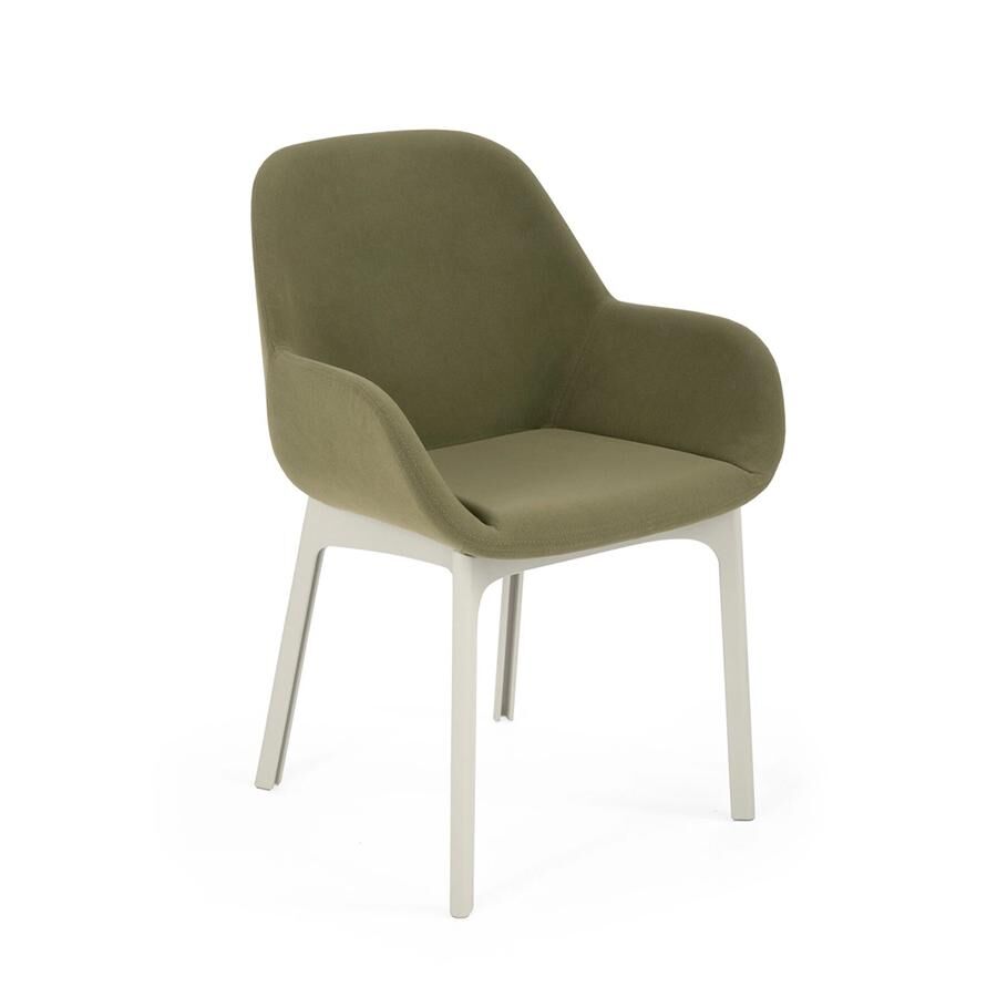 KARTELL fauteuil CLAP AQUACLEAN (Base blanche, assise vert - Tissu et technopolymère thermoplastique)