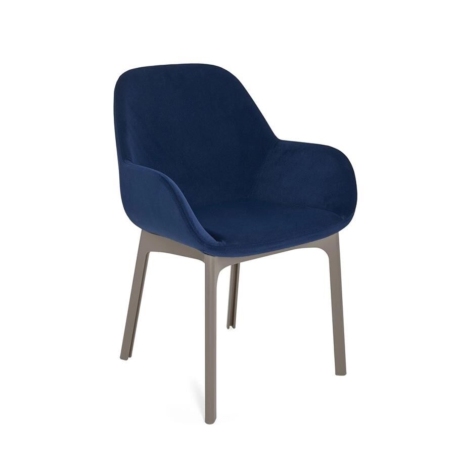 KARTELL fauteuil CLAP AQUACLEAN (Base tortoise, siège bleu - Tissu et technopolymère thermoplastique)