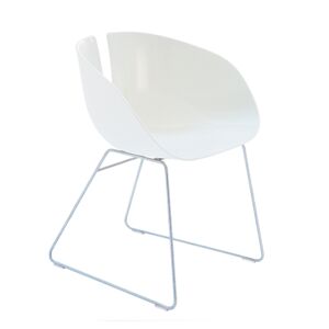 MOROSO chaise FJORD H. (Blanc / Inox satine - plastique / acier)