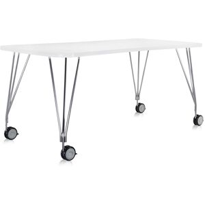 KARTELL table sur roulettes MAX (L 160 cm / Blanc zinc - Pleateau lamine anti-rayures / Structure en acier chrome)