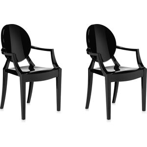 KARTELL set de 2 chaises LOUIS GHOST (Noir brillant - Polycarbonate 2.0 a partir de matiere premiere renouvelable)