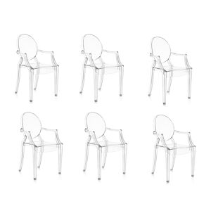 KARTELL set de 6 chaises LOUIS GHOST (Cristal - Polycarbonate 2.0 a partir de matiere premiere renouvelable)