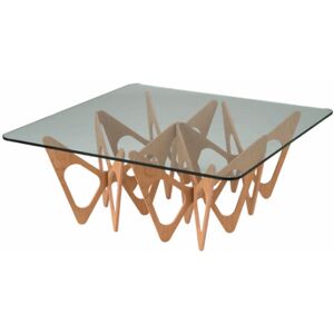 ZANOTTA table basse BUTTERFLY (Naturel 90x90 - chene / verre)