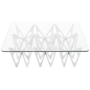 ZANOTTA table basse BUTTERFLY (Blanc 90x120 - chene / verre)