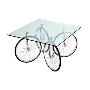 FONTANA ARTE table avec roues de bicyclette TOUR (Verre flotte biseaute - Verre)