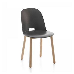 EMECO ALFI CHAIR HIGH BACK chaise avec le dossier haut (Gris fonce et frene clair - Polypropylene et fibre de bois recycle)