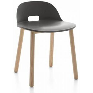 EMECO ALFI CHAIR LOW BACK chaise avec le dossier bas (Gris fonce et frene clair - Polypropylene et fibre de bois recycle)