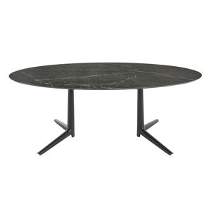 KARTELL table MULTIPLO XL avec plateau oval (Noir - Aluminium moule et plateau en ceramique finition marbre)