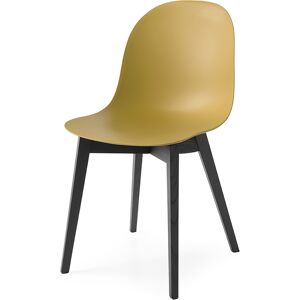 CONNUBIA set de 2 chaises ACADEMY W CB/1665 (structure smoke, assise moutarde opaque - Bois de frene et polypropylene)